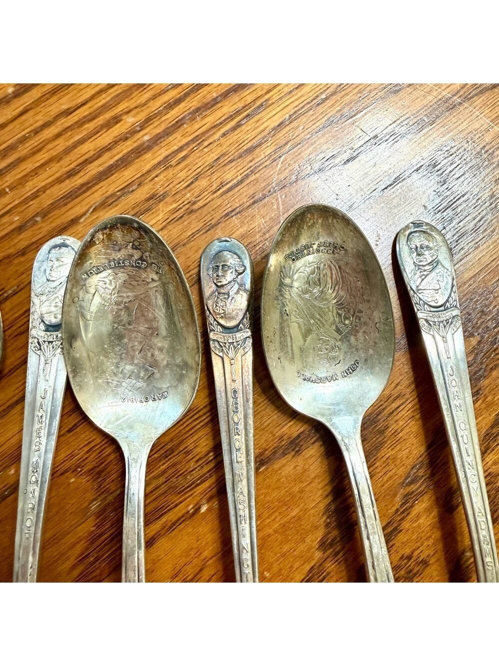 Vintage Silver Plate Collectible U.S. Presidents Spoons Set of 6 - Picture 5 of 8